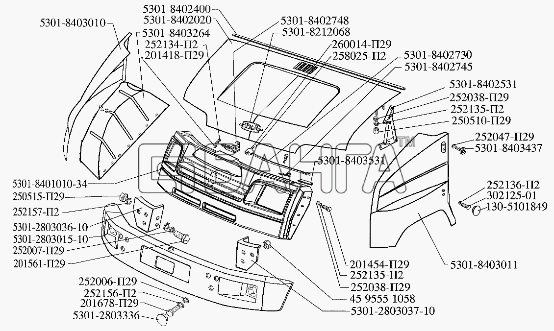 ЗИЛ ЗИЛ-5301 (2006) Схема Оперение-184 banga.ua